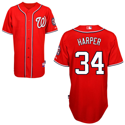 Bryce Harper #34 Youth Baseball Jersey-Washington Nationals Authentic Alternate 1 Red Cool Base MLB Jersey